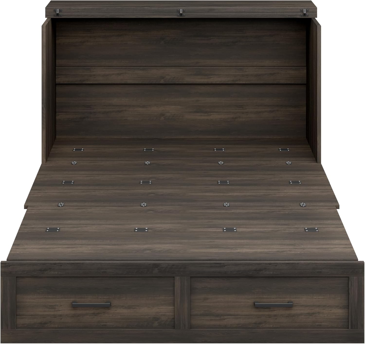 Bellemave Full Size Murphy Bed with Charging Station and Storage, Farmhouse Murphy bedframe with Foldable Panel, Noisy Free, for Guest Bedroom, Living Room, Office, Rustic Gray