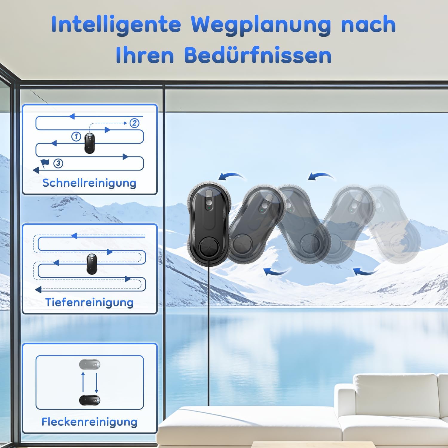 Obito X3 Window Cleaning Robot, Dual Nozzles with Ultrasonic Spray, 5.0 AI Path Planning, Max 3200Pa & Steady-Climbing System, Automatic Edge Detection, Robot Window Cleaner Inside/Outside, Black