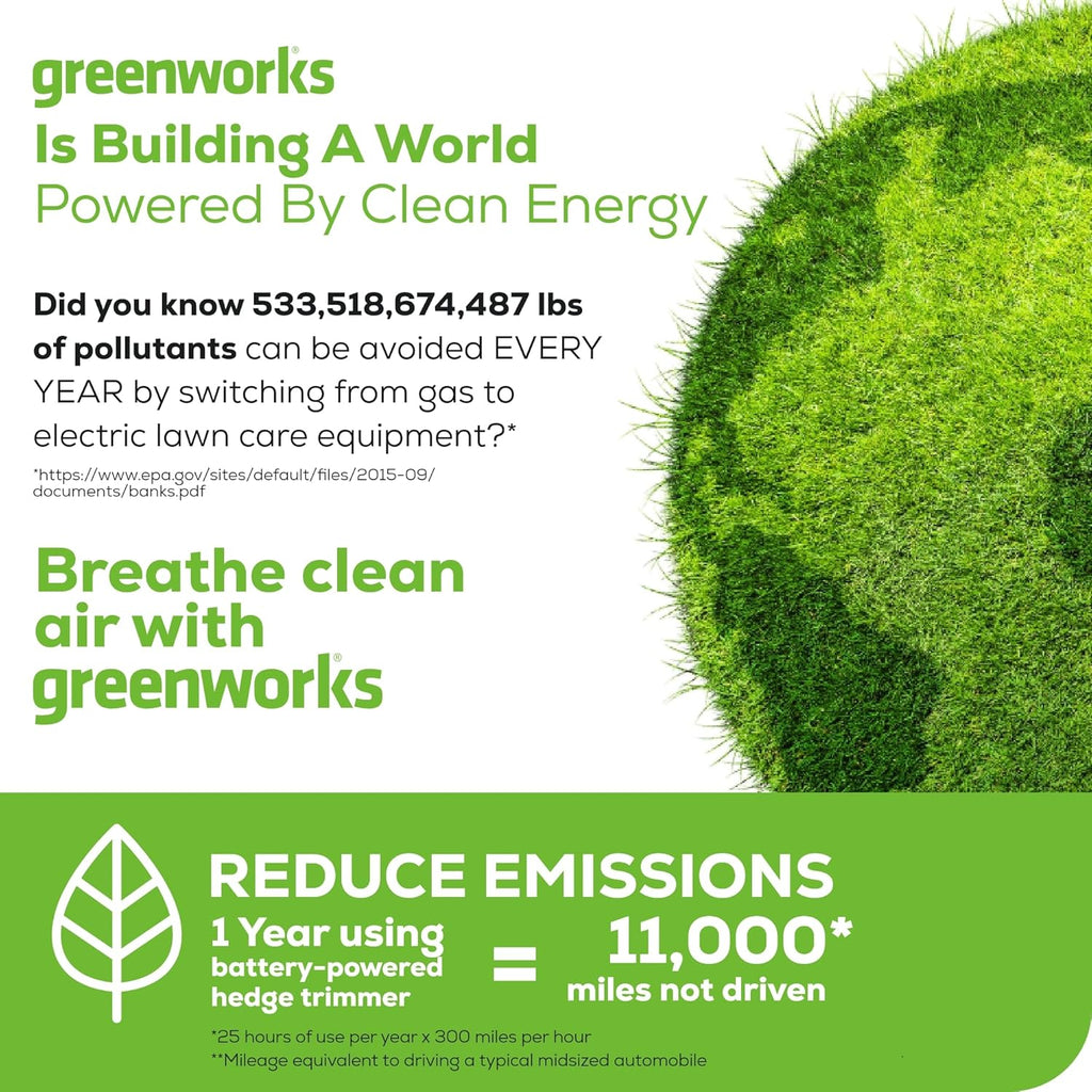 Greenworks 80V 26" Brushless Hedge Trimmer with 2.0Ah Battery and 2A Charger