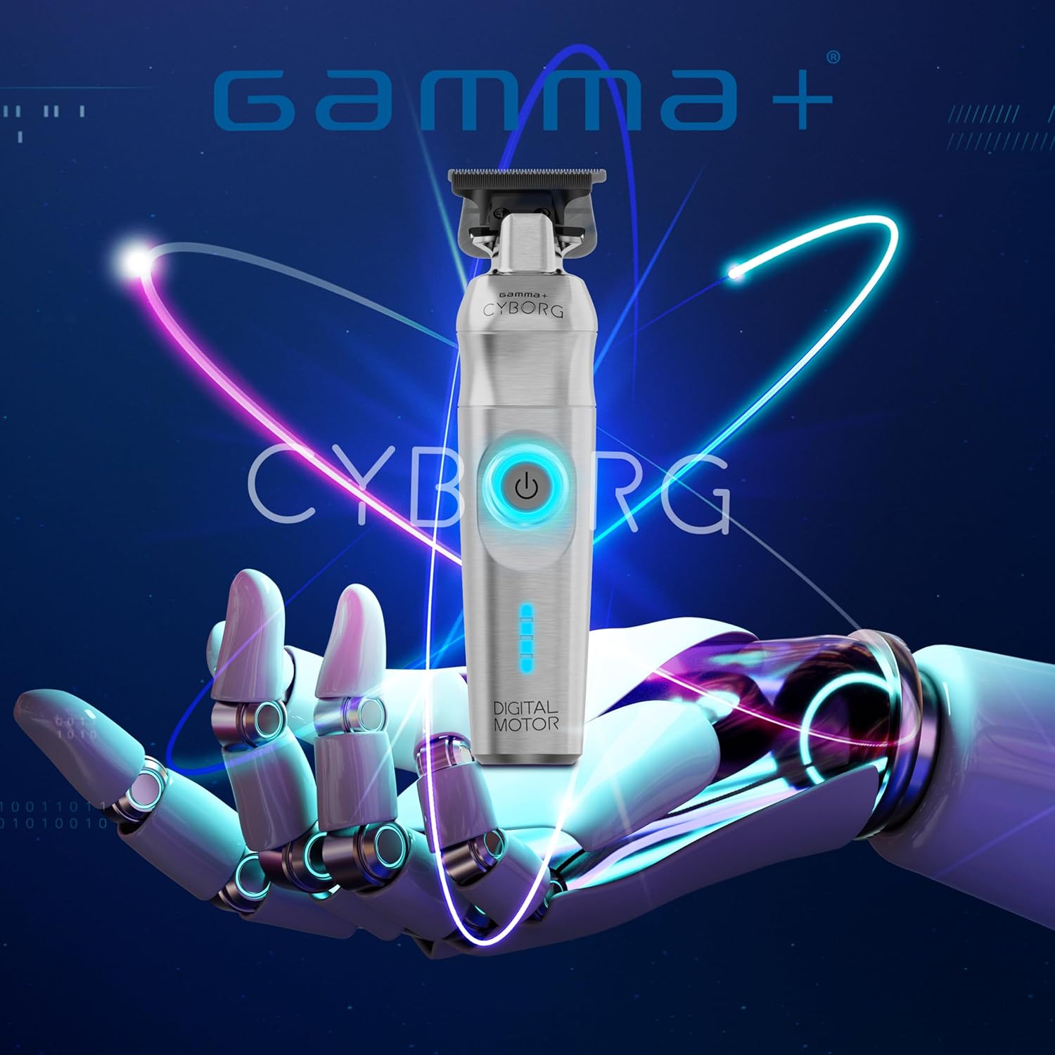 GAMMA+ Cyborg Professional Metal Cordless Ergonomic Hair Clipper Trimmer with Digital Brushless Motor