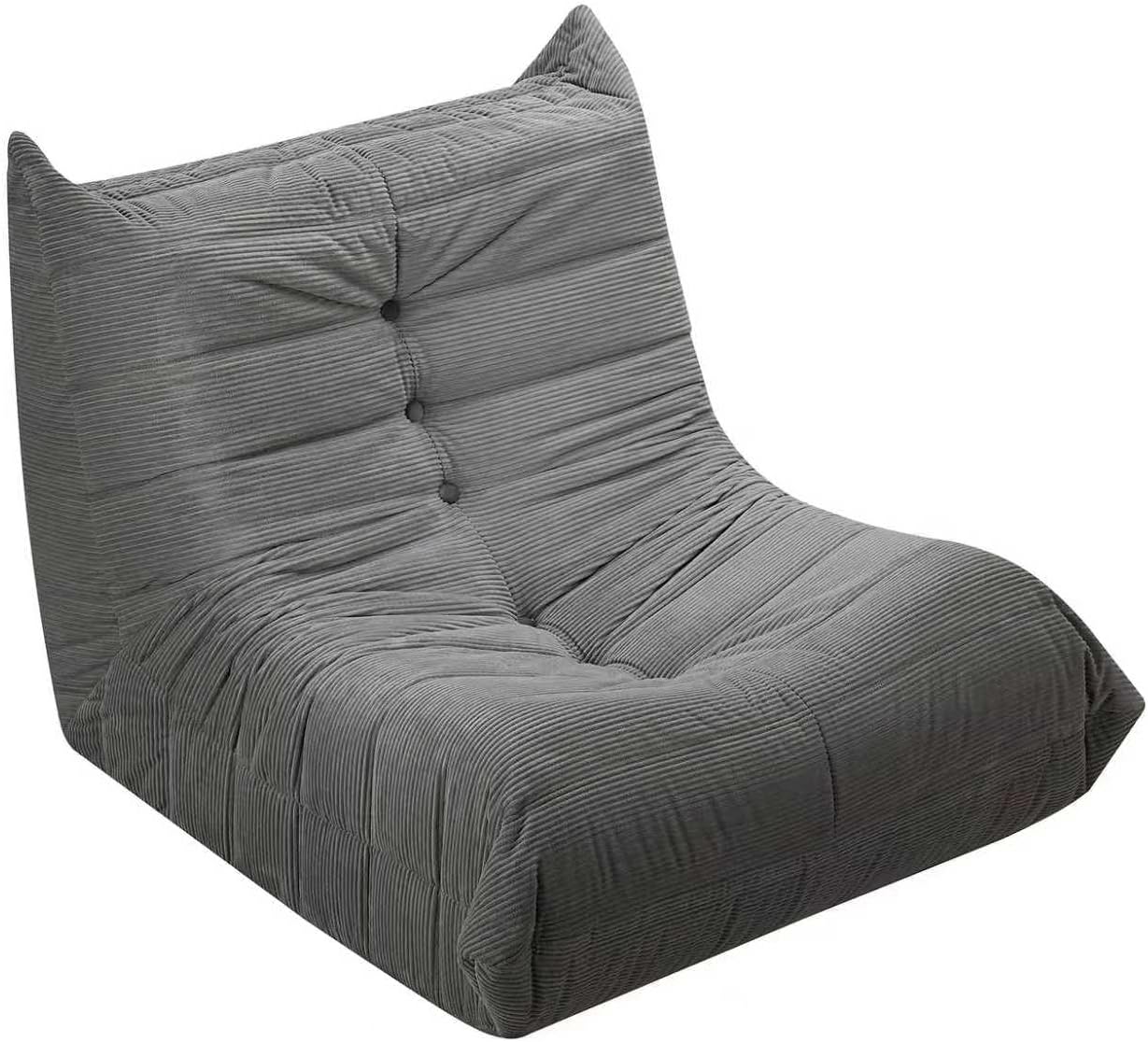 Bean Bag Chairs for Adults, Memory Foam Couch Sofa Chair,One-piece Foam Padding,Cozy Corduroy Material Bean Bag Chair,Bean Bag Sofa for Reading in Bedroom Living Room and Dorms,Gray