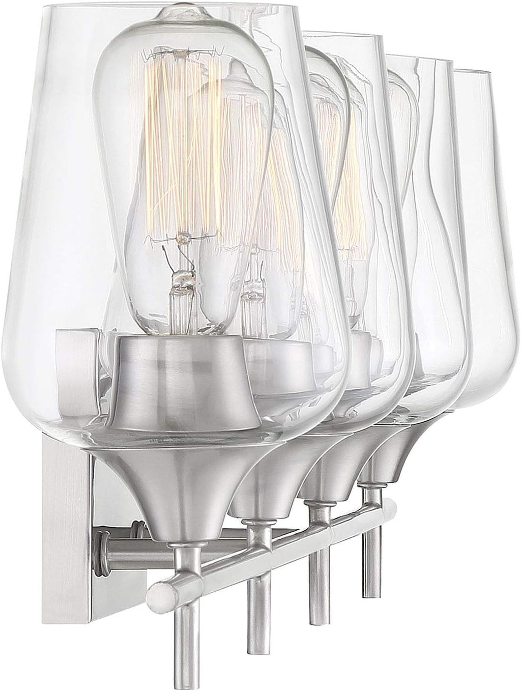 Savoy Essentials 8-4030-4-SN Octave Bohemian Clear Glass Bathroom Vanity Wall Light, 4-Light 240 Total Watts, 10" H x 29" W, Satin Nickel