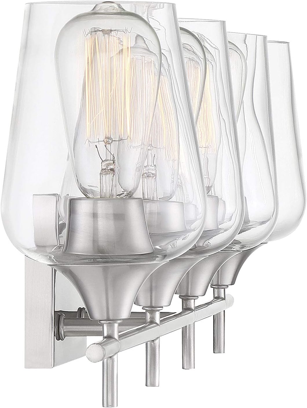 Savoy Essentials 8-4030-4-SN Octave Bohemian Clear Glass Bathroom Vanity Wall Light, 4-Light 240 Total Watts, 10" H x 29" W, Satin Nickel