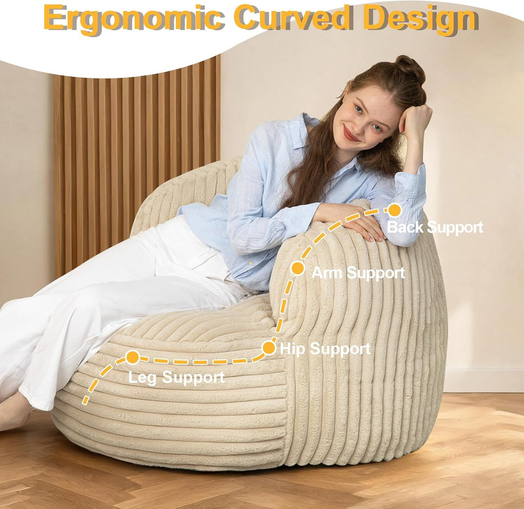 EBENCHICO Bean Bag Chair, Comfy Bean Bag Sofa with Filling for Adults and Kids, Cozy Beanbag Chair for Dorm, Floor Couch Sofa Chair for Living Room, Gaming, Reading