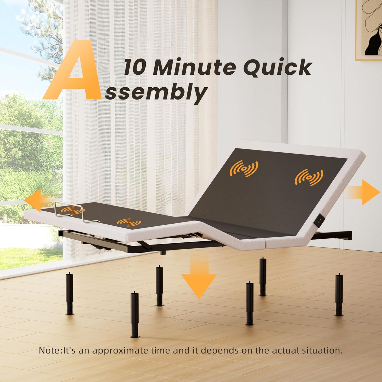 Electric Queen Adjustable Bed Frame with Wireless Remote, Head Foot Incline, USB, Underbed Light - Heavy Duty Platform, Easy Assembly, Zero Gravity - Bedframe Basic with Quiet Motor