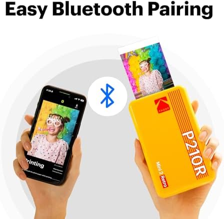 KODAK Mini 2 Retro 2x3 Portable Photo Printer, 98 Sheets, Bluetooth Smartphone Printer for iPhone & Android, Instant Color Prints, 4PASS Dye Sublimation, Yellow