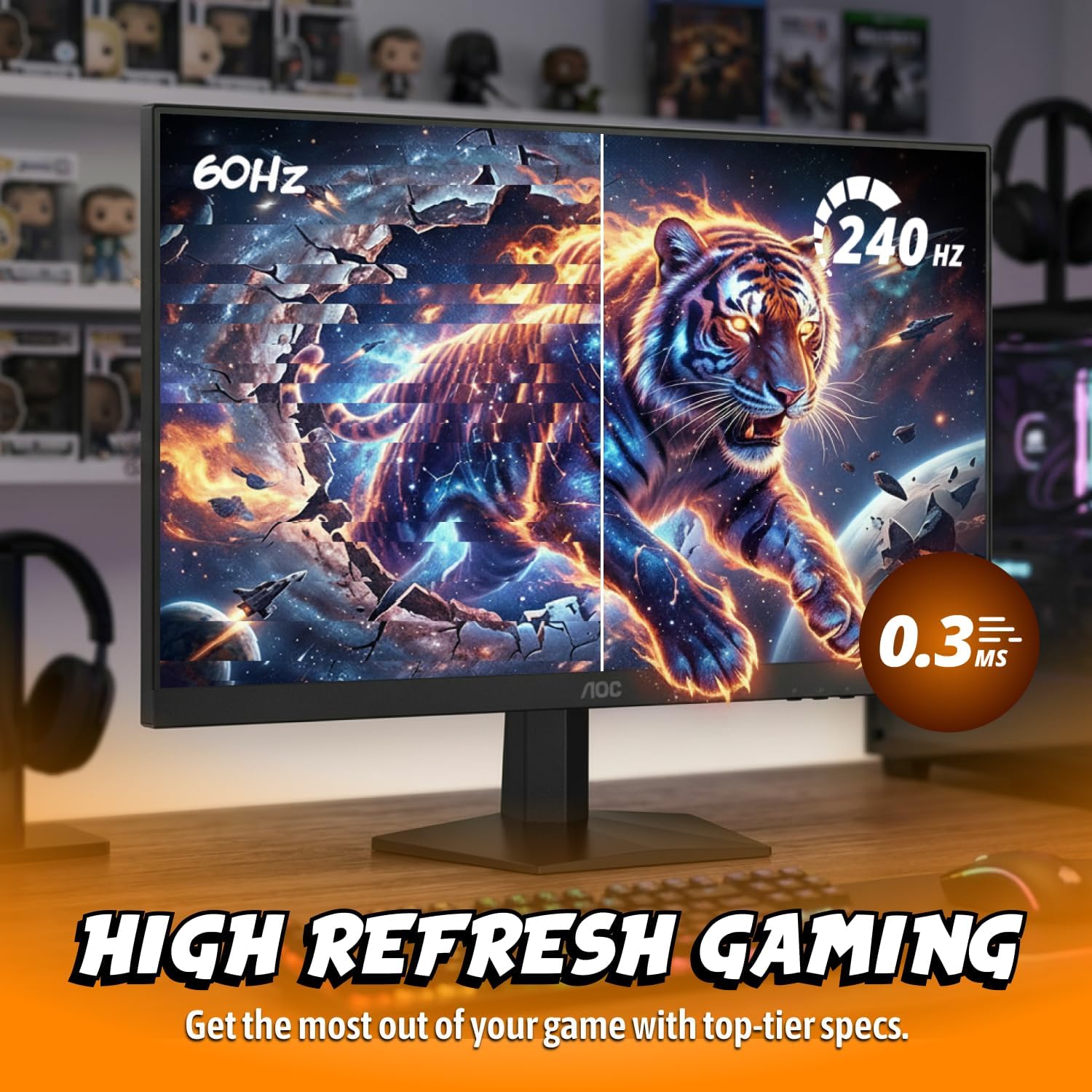 AOC 27 Inch QHD Gaming Monitor 240Hz 0.3ms, Overclock 260Hz, IPS, 2560x1440, G-Sync Compatible, HDR Ready, DisplayPort 1.4 HDMI 2.0, VESA Mount, 3-Year Zero-Bright-Dot, Q27G41ZE