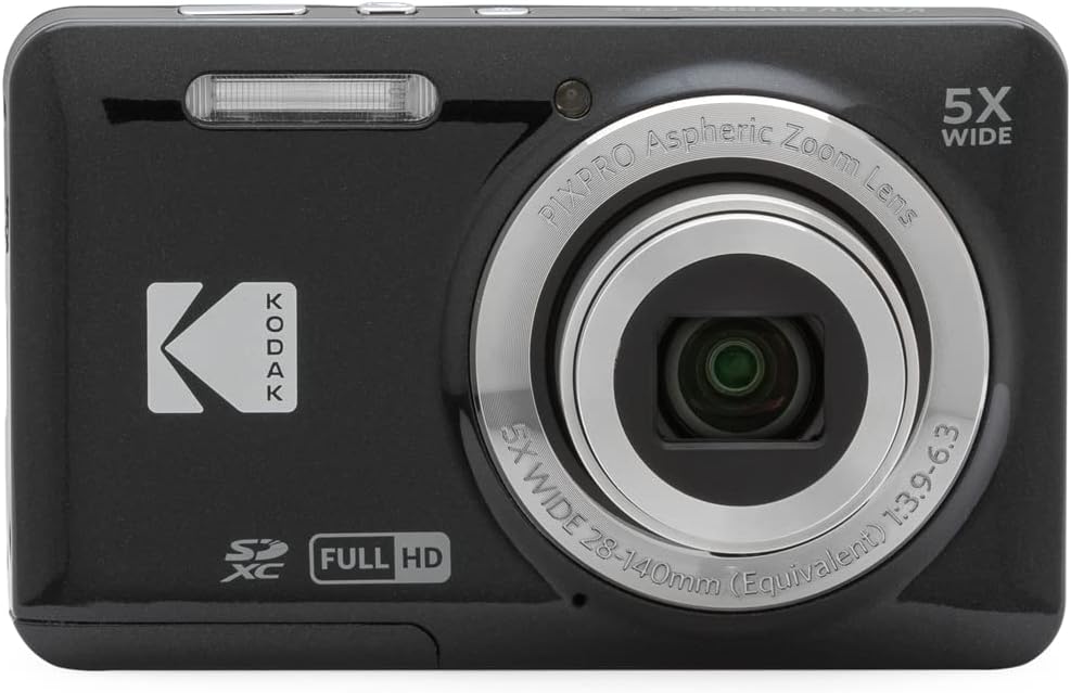 Kodak FZ55BK PIXPRO FZ55 Digital Camera Black Bundle with Lexar 64GB High-Performance 800x UHS-I SDHC Memory Card Blue Series