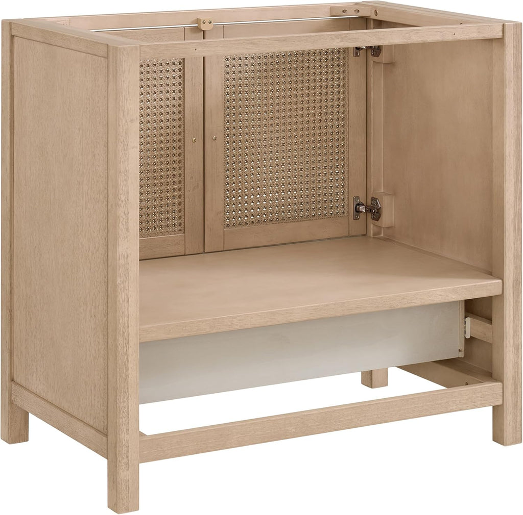 Alaterre Furniture Lucca Bathroom Vanity - Freestanding Cabinet Without Sink - 36 Inch Wood Bathroom Vanity with Large Drawer and Soft-Close Doors - Under Sink Cabinet Only (Natural)