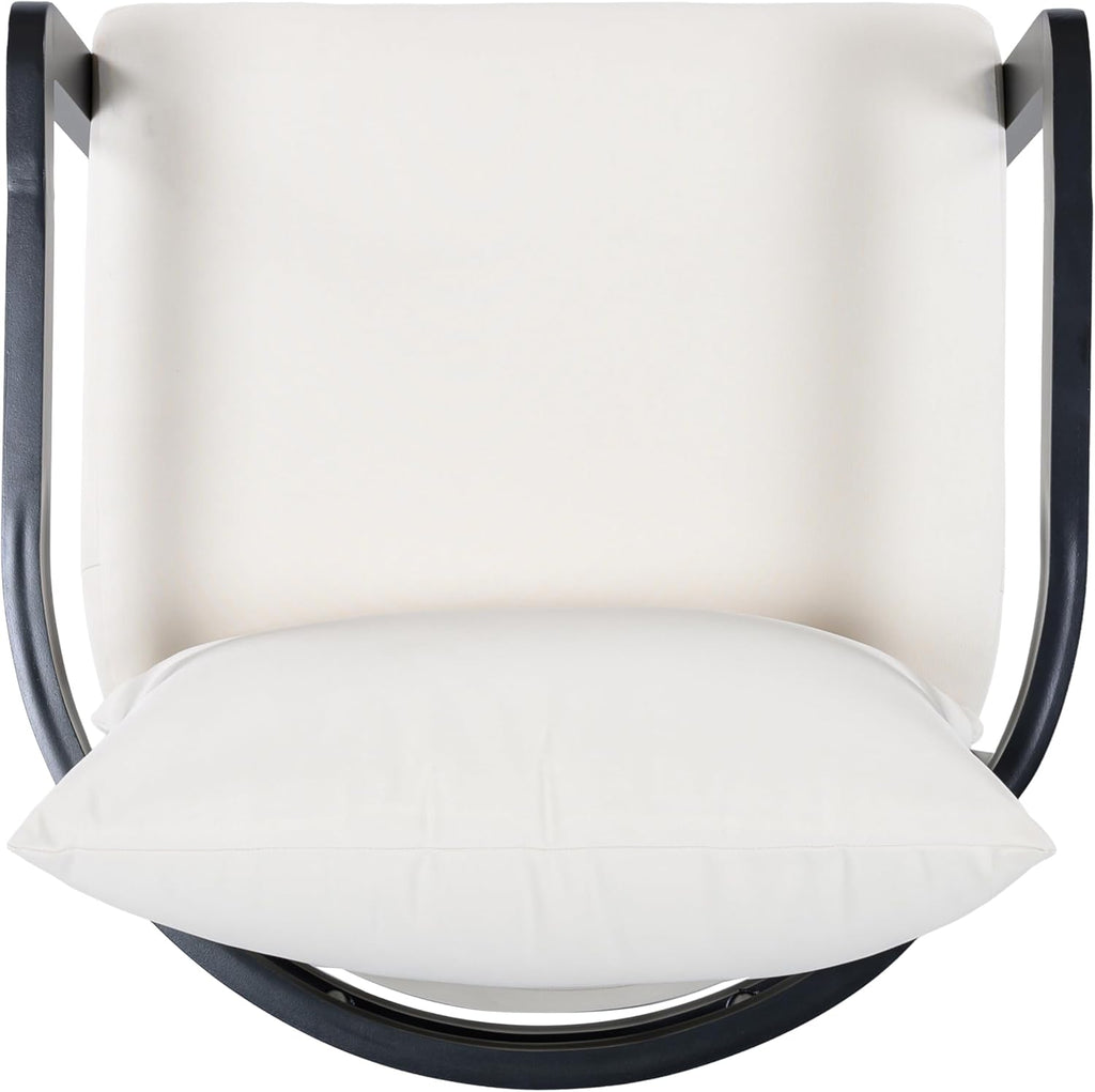 Christopher Knight Home Lulala Aluminum Lounge Chair Outdoor with Removable Cushion, Metal Frame Patio Accent Chair, Patio Garden Comfy Reading Chair, Beige+Black