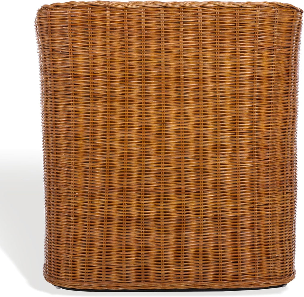 SAFAVIEH Couture Collection Sharon Natural Rattan/Beige Linen Cushion Accent Chair (Fully Assembled)