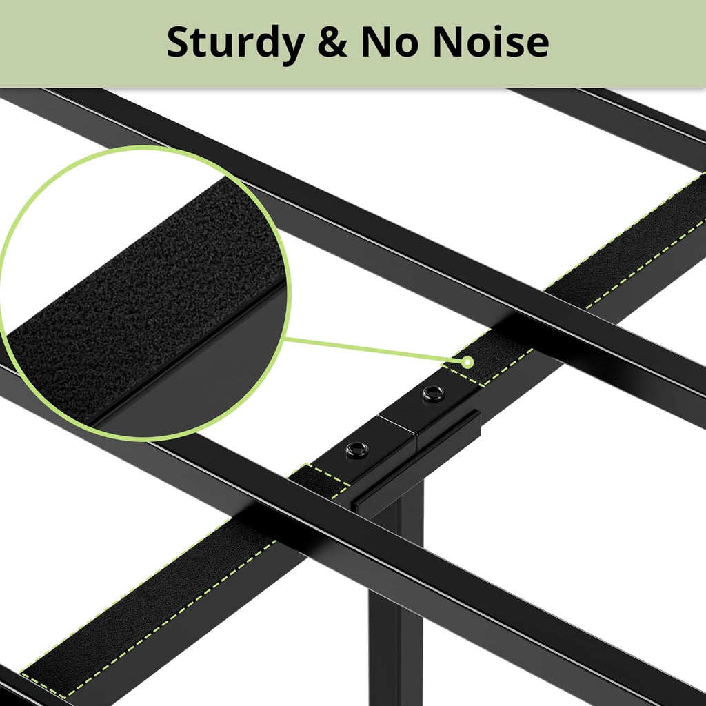 LIKIMIO King Bed Frame, Tall Industrial Headboard 51.2 ", Platform Bed Frame with Strong Metal Support, Solid and Stable, Noise Free, No Box Spring Needed, Easy Assembly, Charcoal Grey
