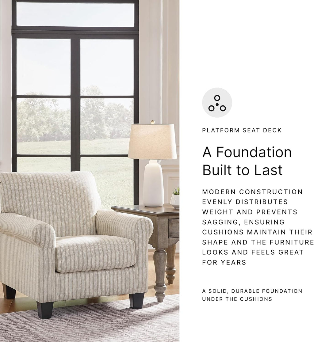 Signature Design by Ashley Valerani Classic Striped Upholstered Accent Chair, Beige