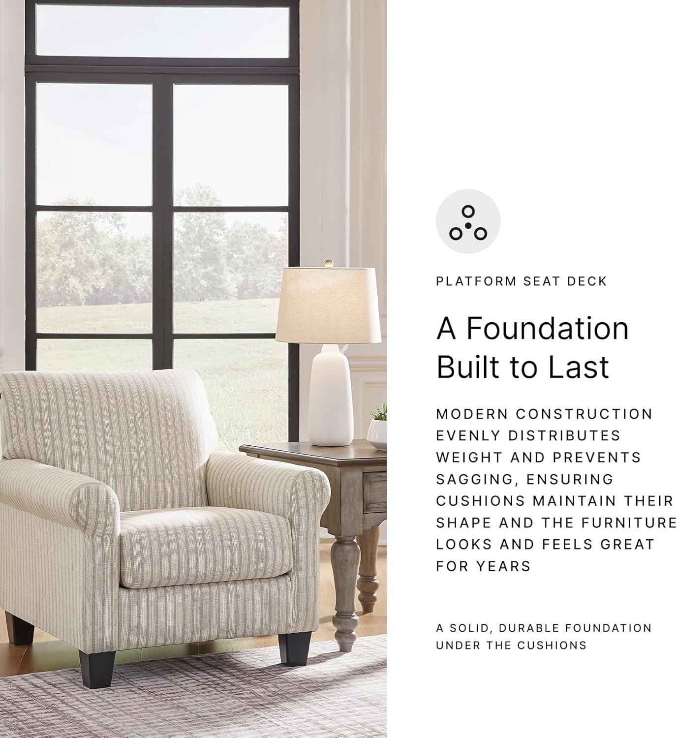 Signature Design by Ashley Valerani Classic Striped Upholstered Accent Chair, Beige