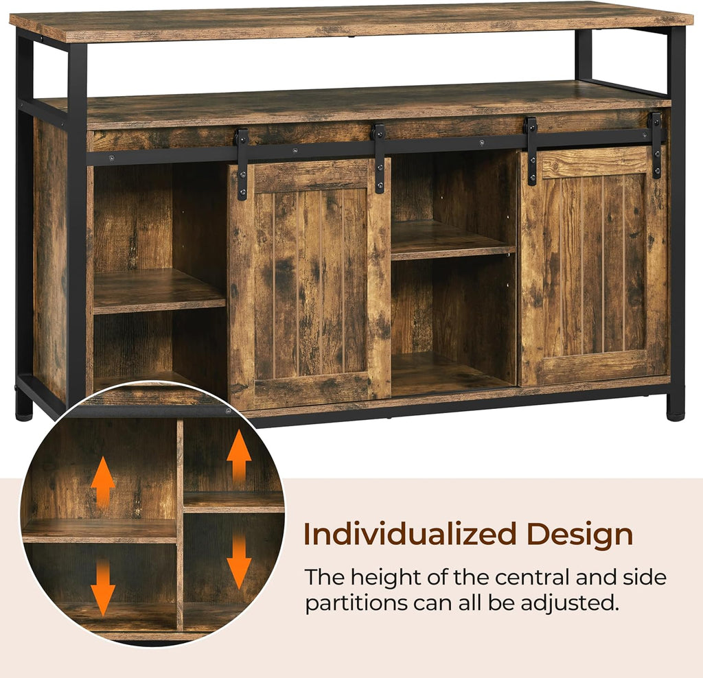 Yaheetech TV Stand, Entertainment Center with Storage Cabinets for 55 Inches TV, Barn Door TV Stand with Height Adjustable Shelves, Farmhouse TV Console for Living Room, 47 Inch