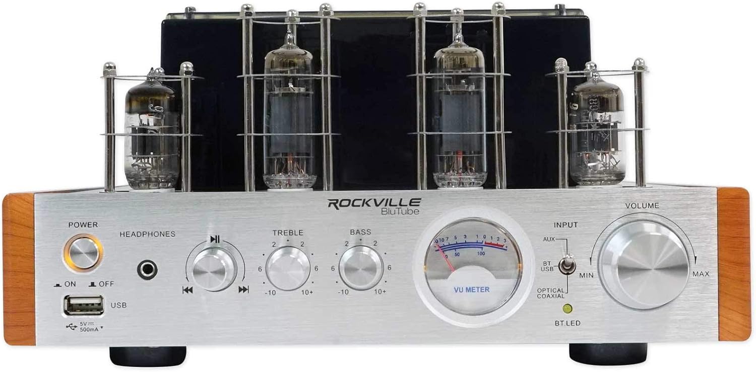 Rockville BluTube WD 70W Tube Amplifier/Home Stereo Receiver, Bluetooth, HDMI, Optical, for Audiophiles and Home Theater Enthusiasts