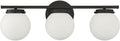 3 Light Bath Vanity in mid-Century Modern Style-8 Inches Tall and 24 Inches Wide-Matte Black Finish