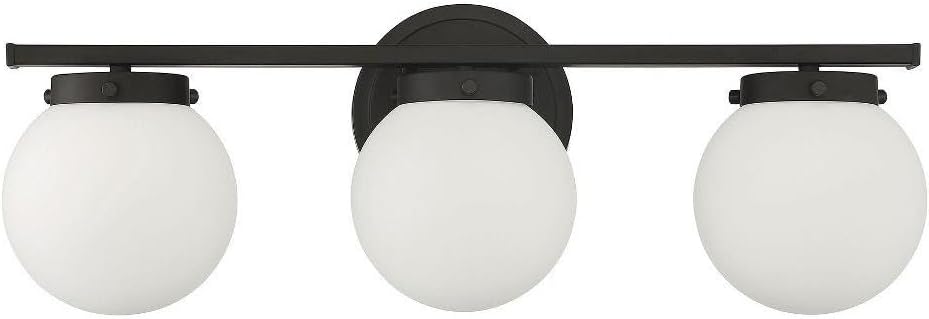 3 Light Bath Vanity in mid-Century Modern Style-8 Inches Tall and 24 Inches Wide-Matte Black Finish