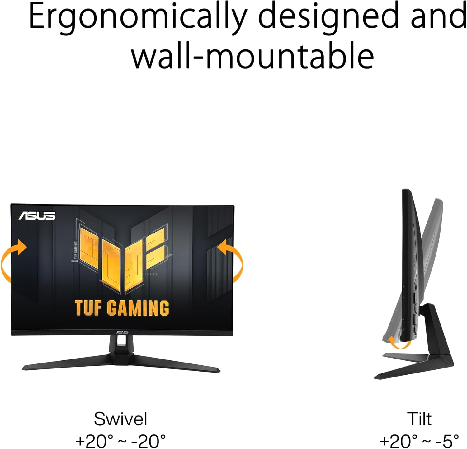 ASUS TUF Gaming 27” 1440P HDR Monitor (VG27AQ3A) – QHD (2560 x 1440), 180Hz, 1ms, Fast IPS, 130% sRGB, Extreme Low Motion Blur Sync, Speakers, Freesync Premium, G-SYNC Compatible, HDMI, DisplayPort