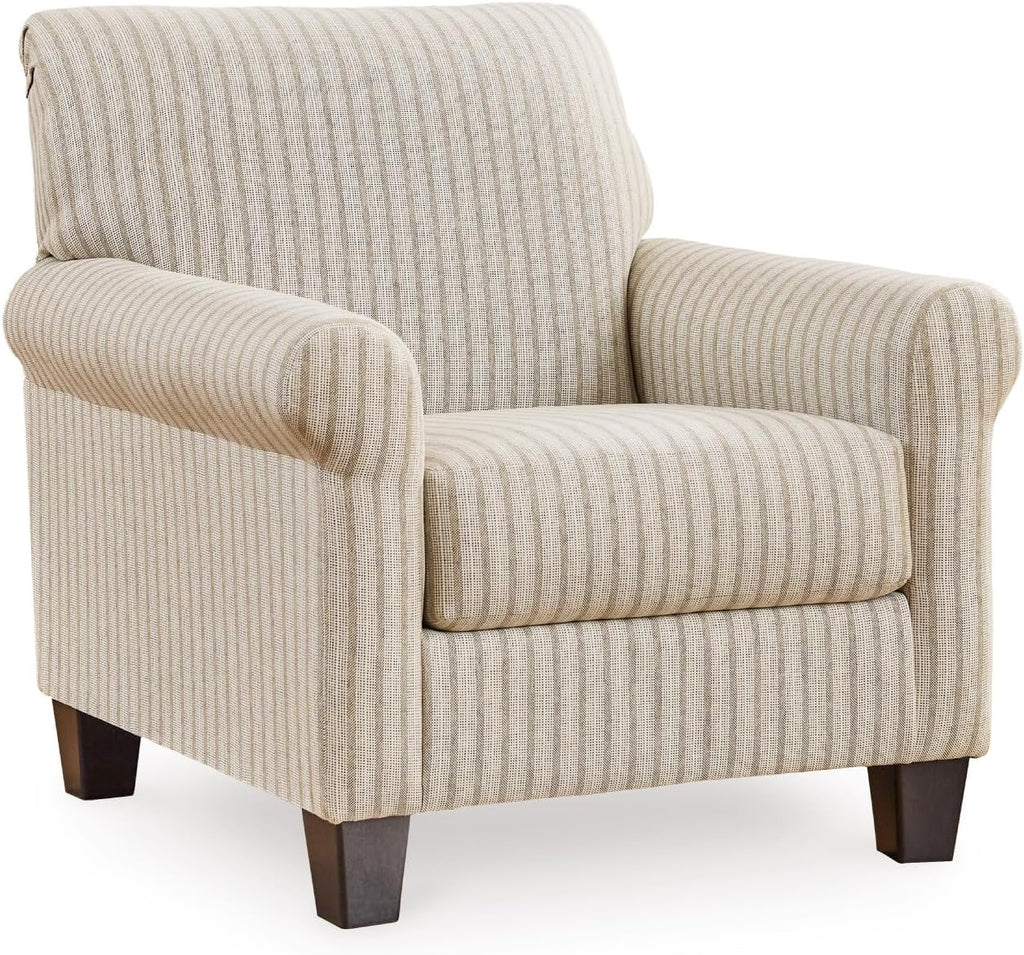 Signature Design by Ashley Valerani Classic Striped Upholstered Accent Chair, Beige
