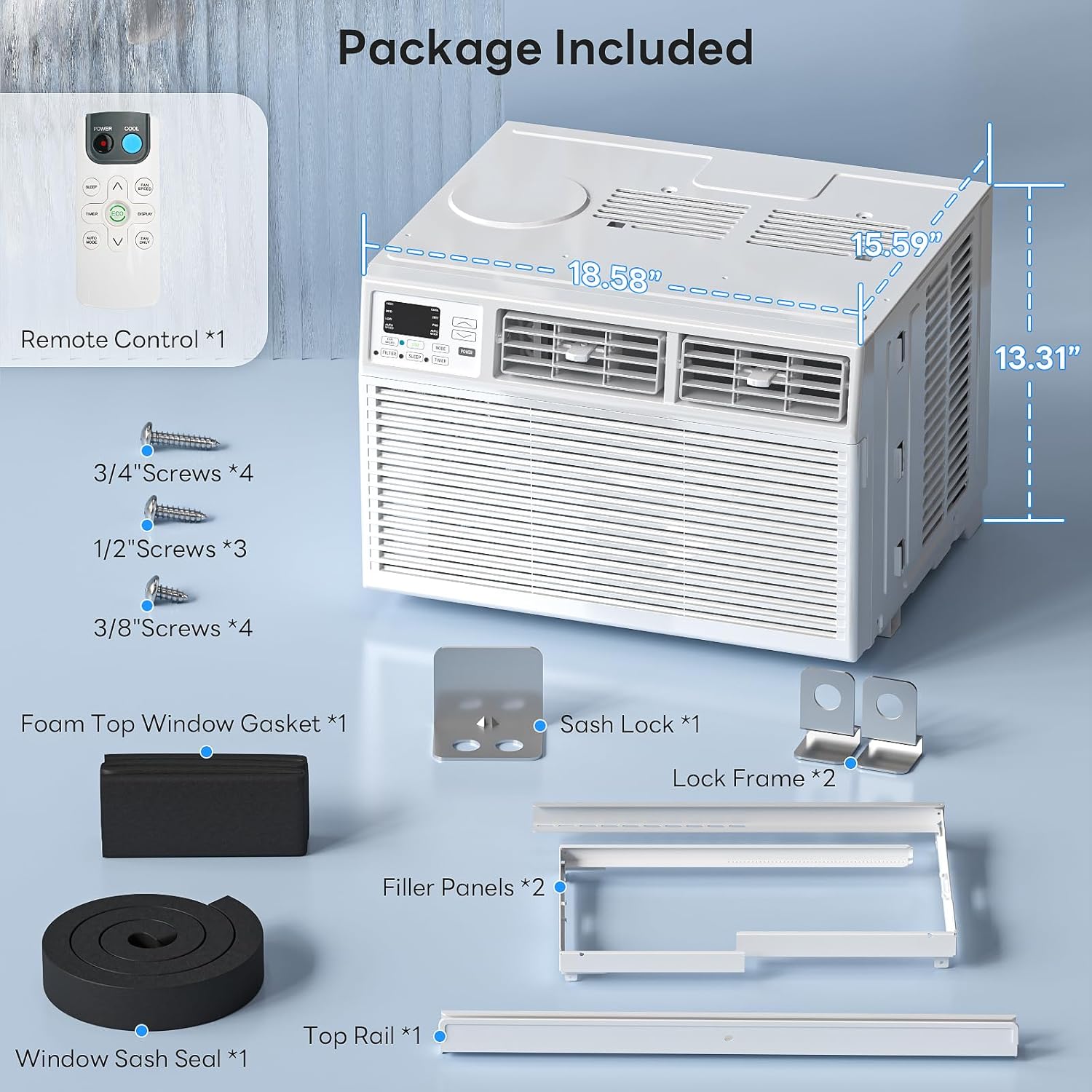 ZAFRO 8,000 BTU Window Air Conditioner Cools Up to 350 Sq.Ft.,Window AC Units with 7 Modes&4 Speeds,Quiet Operation,Energy Saving with Remote,Easy Installation for Bedroom,Small Rooms,White2026New