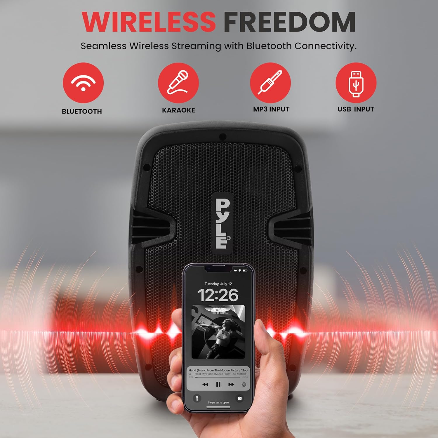 Pyle Active + Passive PA Systems - Dual 8inch 700 Watt Max Power Output Speaker with Microphone, Bluetooth Wireless Streaming, MP3/USB/SD/AUX Readers, Speaker Stands- Pyle PPHP849KT