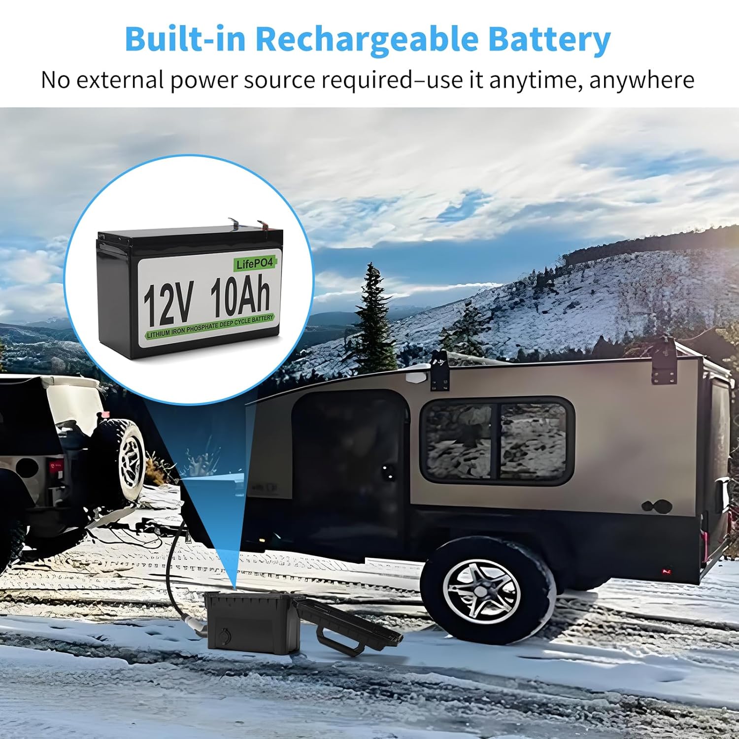 Trailer Light Tester Box with 12V 10Ah Battery and IP68 Waterproof Carrying Case, Wireless Remote Control Operation (7-Way Round Pin Compatibility)