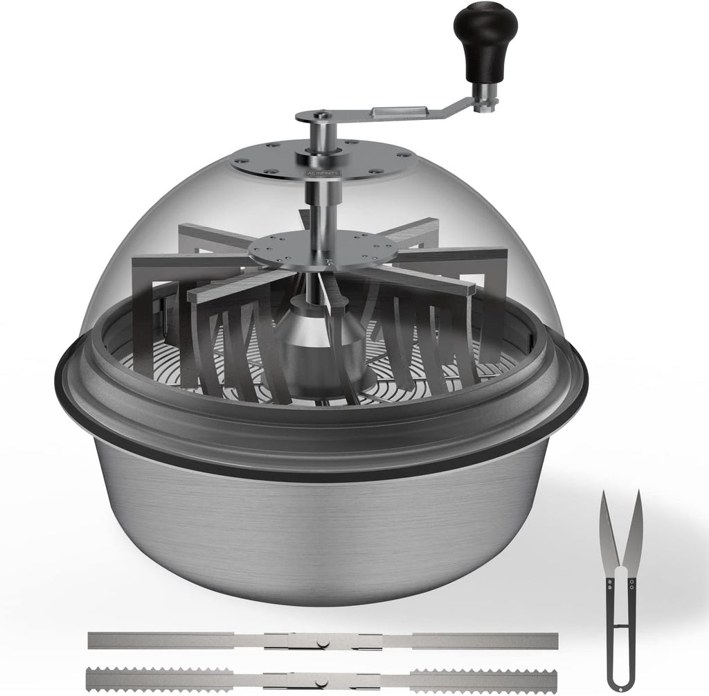 AC Infinity Bud Leaf Bowl Trimmer 16", Clear Visibility Dome with Sharp Stainless Steel Blades, for Twist Spin Cutting Leaves, Buds, Flowers, Hydroponics Plants