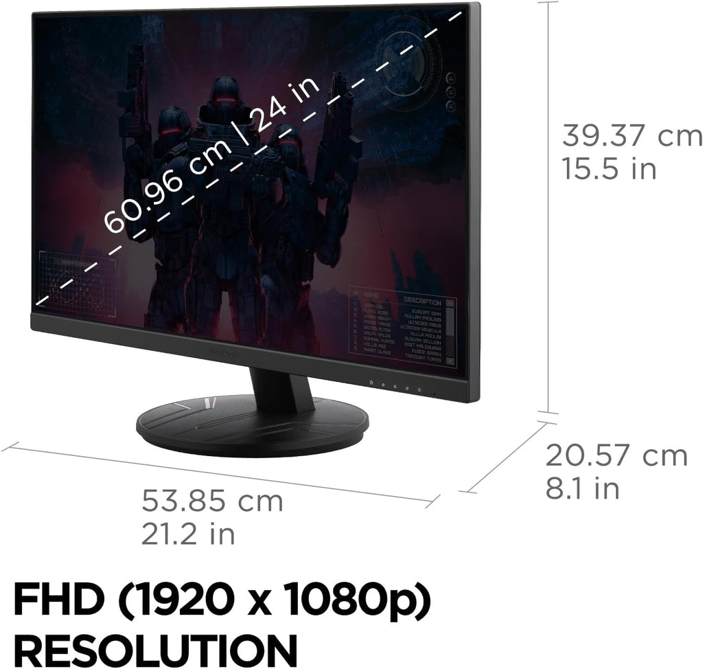ViewSonic VX2416A 24 Inch 1080p Gaming Monitor, IPS Display with 120Hz and 1ms for Smooth Home Entertainment, Eye Care Technology, DisplayPort, USB-C, and HDMI Inputs