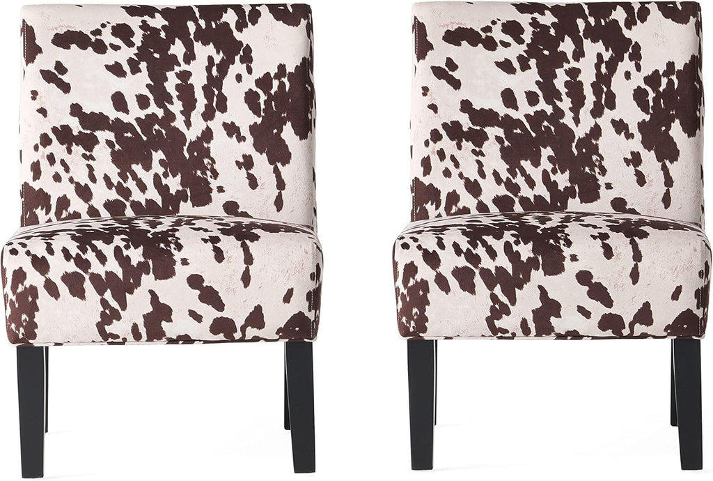 Christopher Knight Home Kassi Fabric Accent Chairs, 2-Pcs Set, Milk Cow