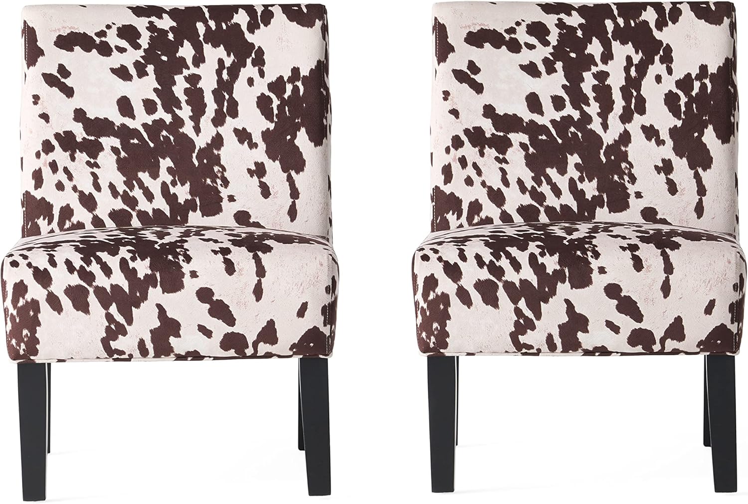 Christopher Knight Home Kassi Fabric Accent Chairs, 2-Pcs Set, Milk Cow