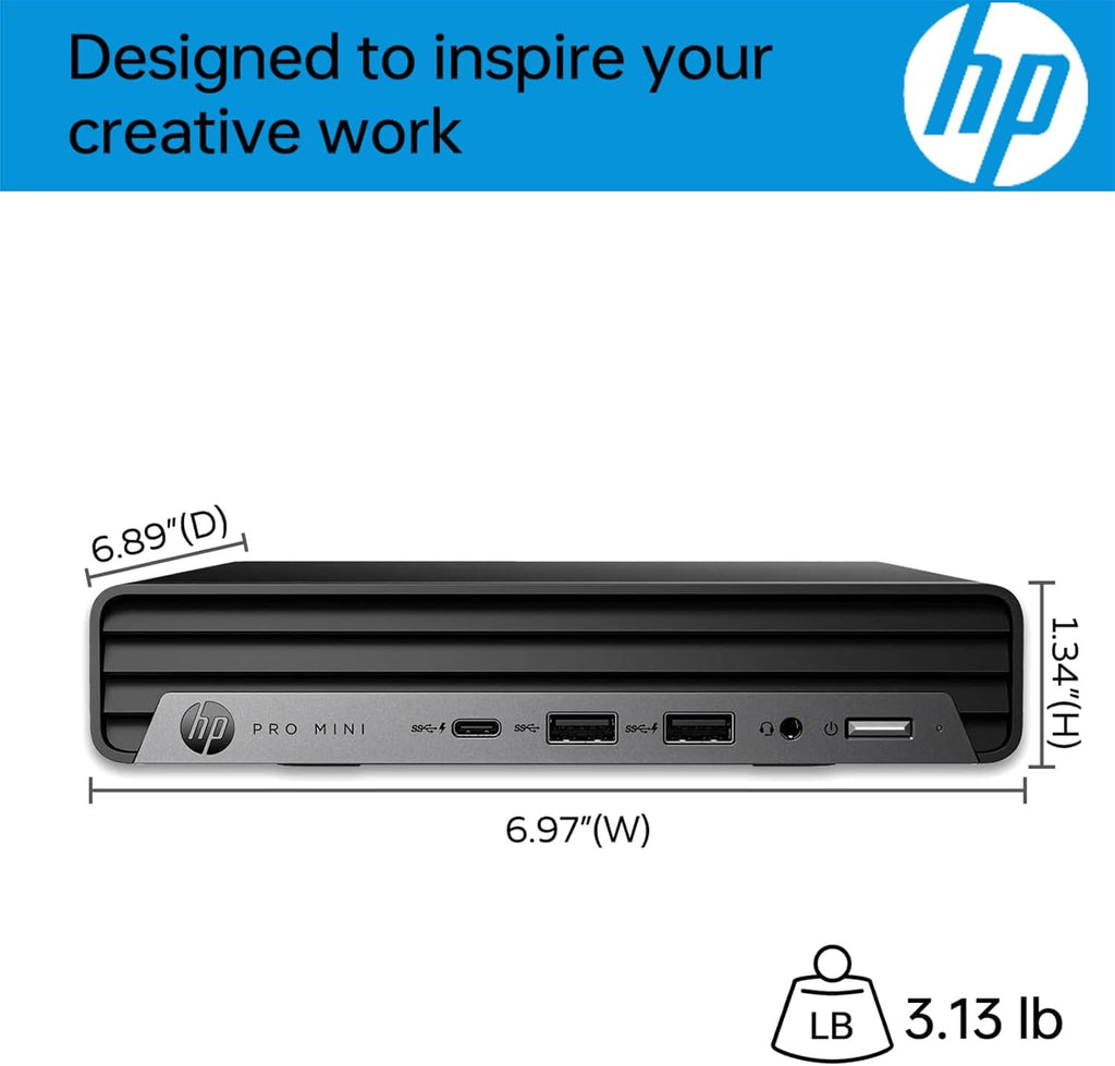 HP Pro 400 G9 Mini PC Desktop Computer, Intel CPU, 16GB DDR5 RAM, 256GB PCIe SSD, Triple 4K Display Support, USB-C, Ultra-Quiet Design, Bluetooth 5.2, WiFi 6, Keyboard and Mouse, Windows 11 Pro