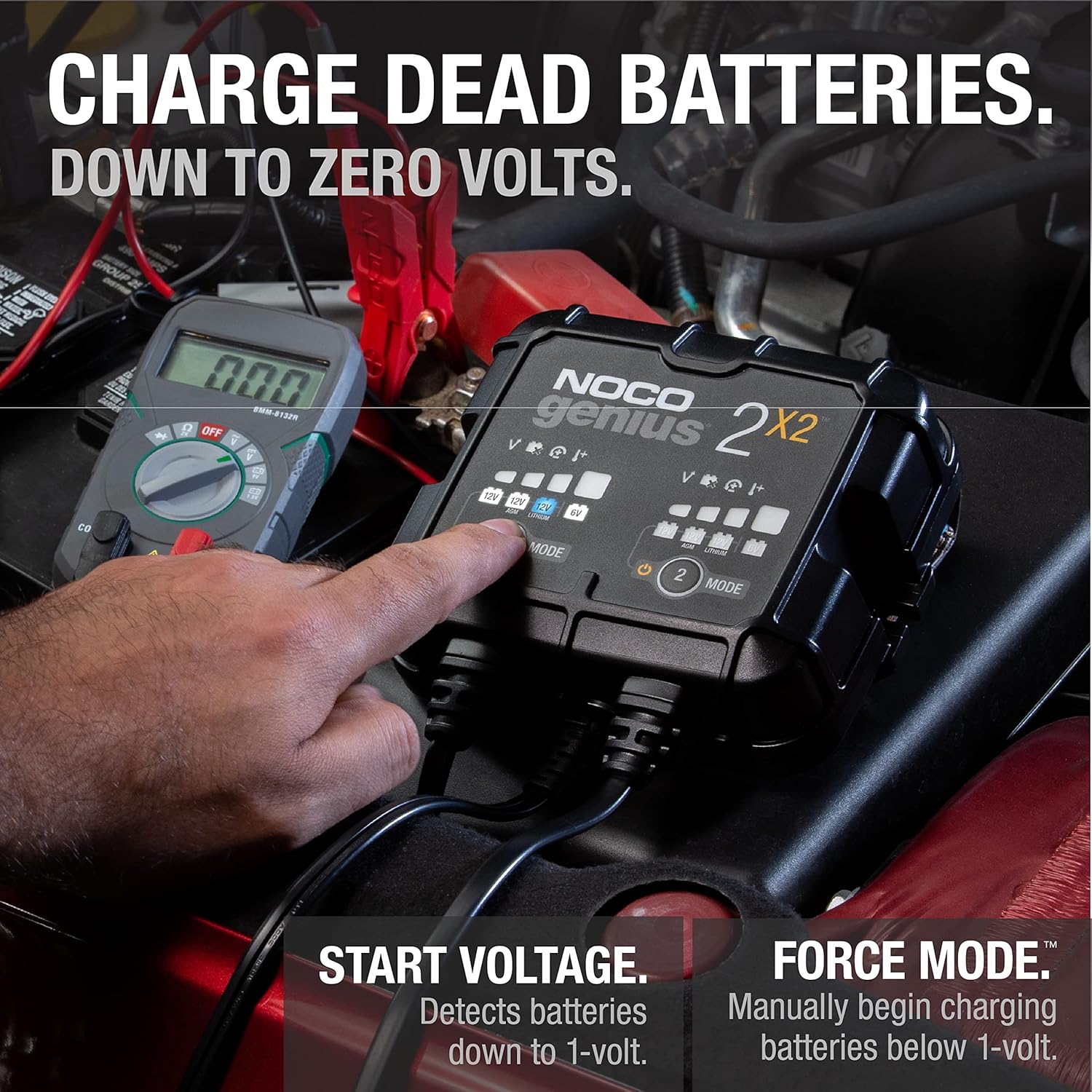 NOCO GENIUS2X2: 4A 2-Bank Smart Battery Charger (2A/Bank) - 6V/12V Automatic Maintainer, Trickle Charger & Desulfator with Overcharge Protection & Temperature Compensation – for Lead-Acid & Lithium
