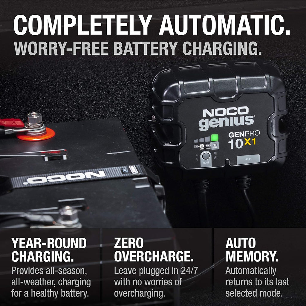 NOCO Genius GENPRO10X1: 1-Bank, 10A Onboard Battery Charger - 10A Per Bank, 12V Waterproof Marine Charger with Overcharge Protection & Temperature Compensation – for Lead-Acid & Lithium Batteries