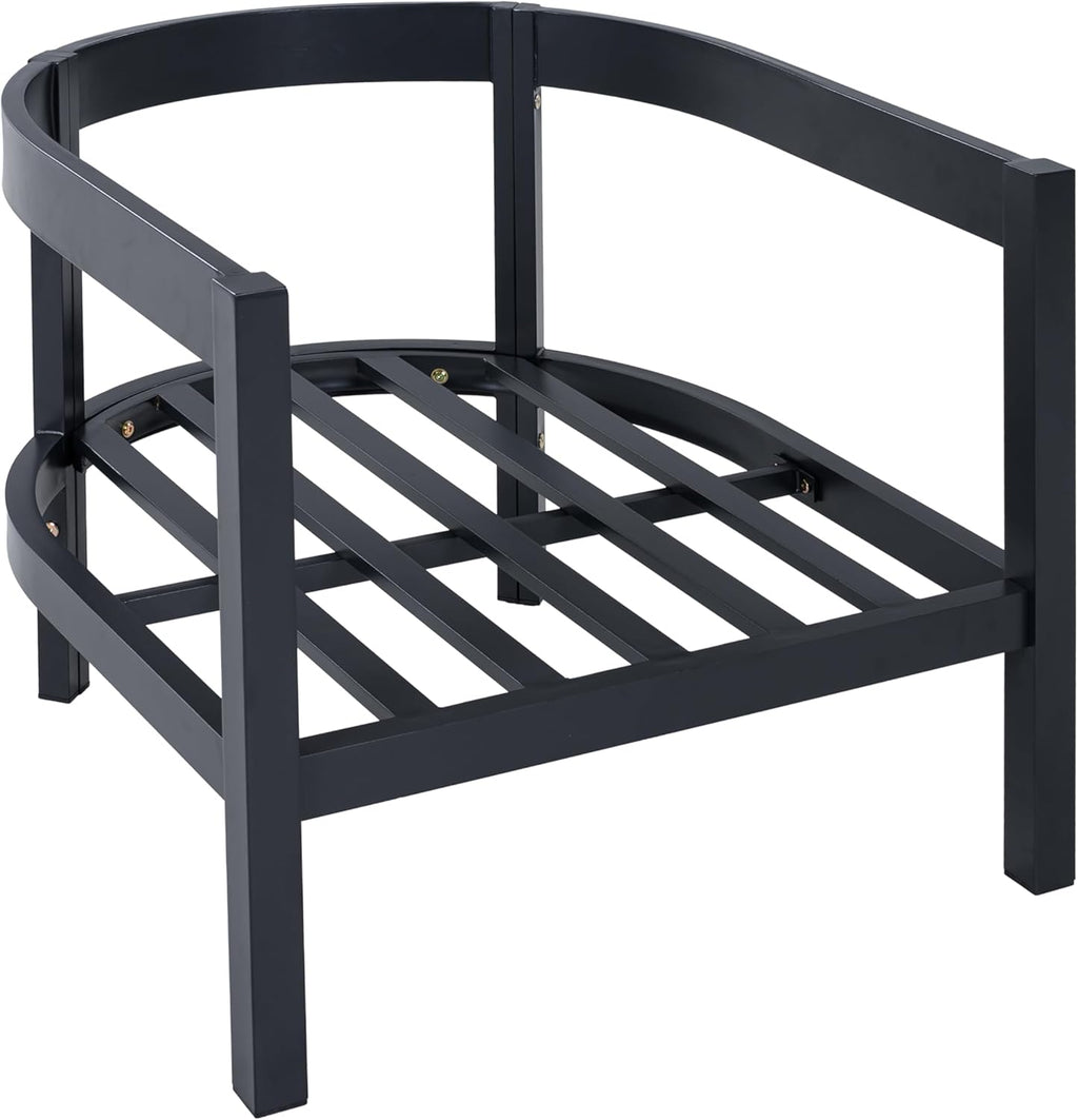 Merax 27.6" Outdoor Curved Patio Accent Chair with All-Weather Coushions, Aluminum Frame Single Lounge for Chair Porch, Lawn, Backyard, Balcony,Black