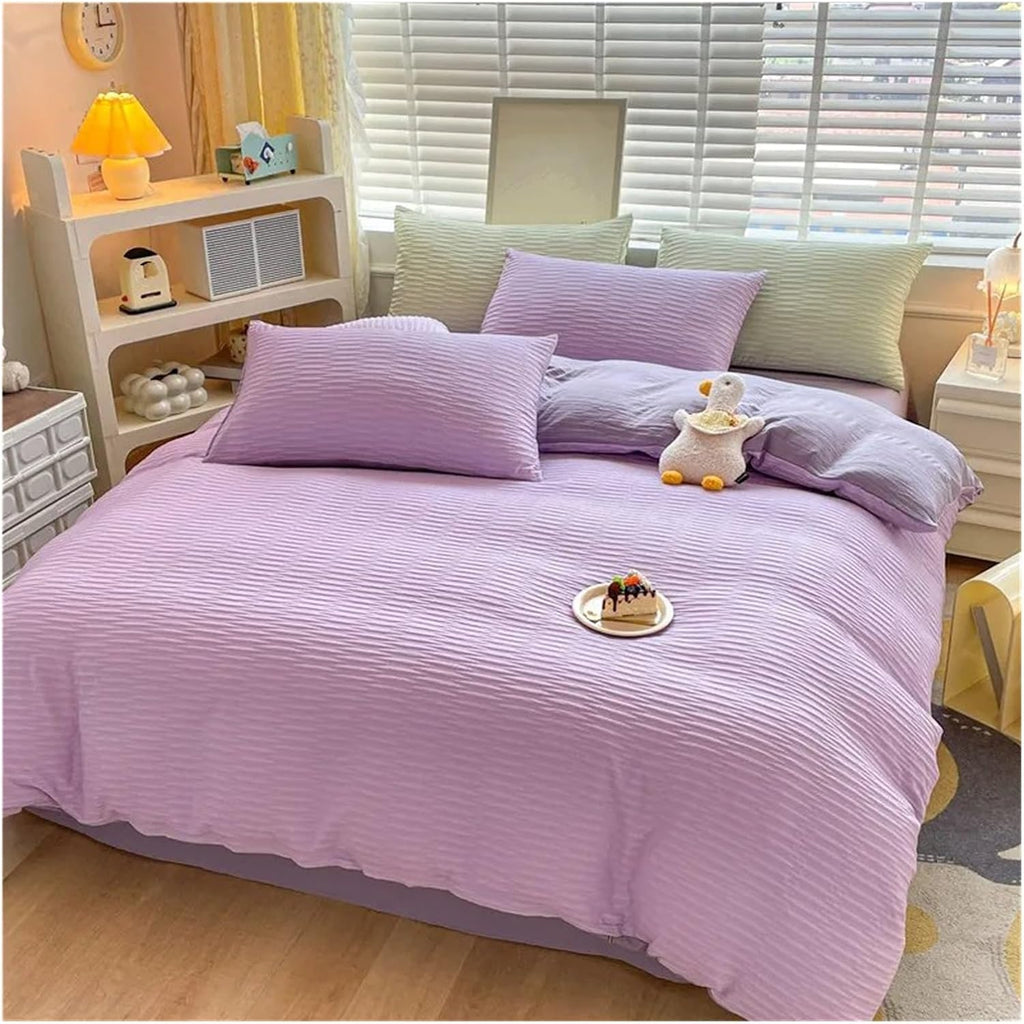 Bed, Simple Bedding Set Washed Cotton Duvet Cover Sheet Pillowcase Bedding Double Bed Double Queen Size 3/4 Piece Set