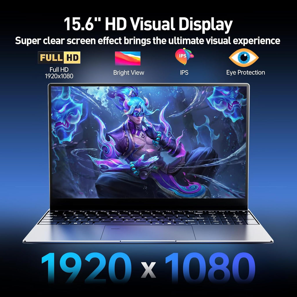 2026 Latest 15.6'' for Windows 11 Laptop Computer, Core i3-7020U Laptop 8GB RAM 256GB SSD, 32GB+2TB Expandable, FHD IPS Display & Backlit Keyboard, Fingerprint Unlock, Office, Wi-Fi, BT5.2, HDMI, USB