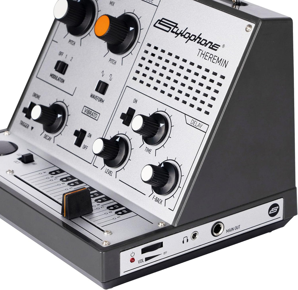Stylophone Theremin – Award-Winning Portable Touch-Sensitive Synthesizer with Retro Analog Sound, Built-In Speaker, Delay & Vibrato Effects, Slider Control, Compact Battery-Powered Design