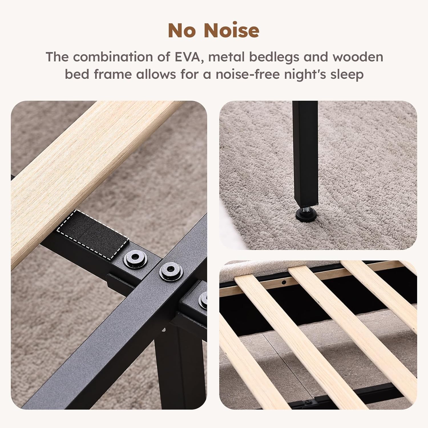 Full Size Cloud Bed Frame, Upholstered Boucle Bed Frame with Adjustable Headboard, Solid Wood Legs, Rounded Corners Design & Easy Assembly – Modern Platform Bed,Cream