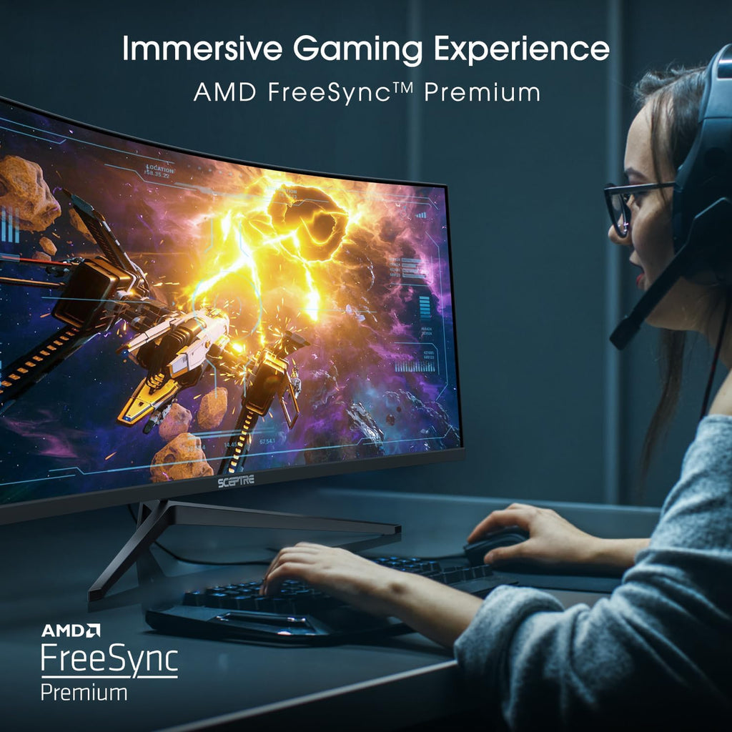 Sceptre 34-Inch Curved Ultrawide WQHD Monitor (3440 × 1440), R1500, up to 180Hz/165Hz, DisplayPort x2, 99% sRGB, 1ms, Built-in Speakers, Machine Black, 2025 (C345B-QUT168)