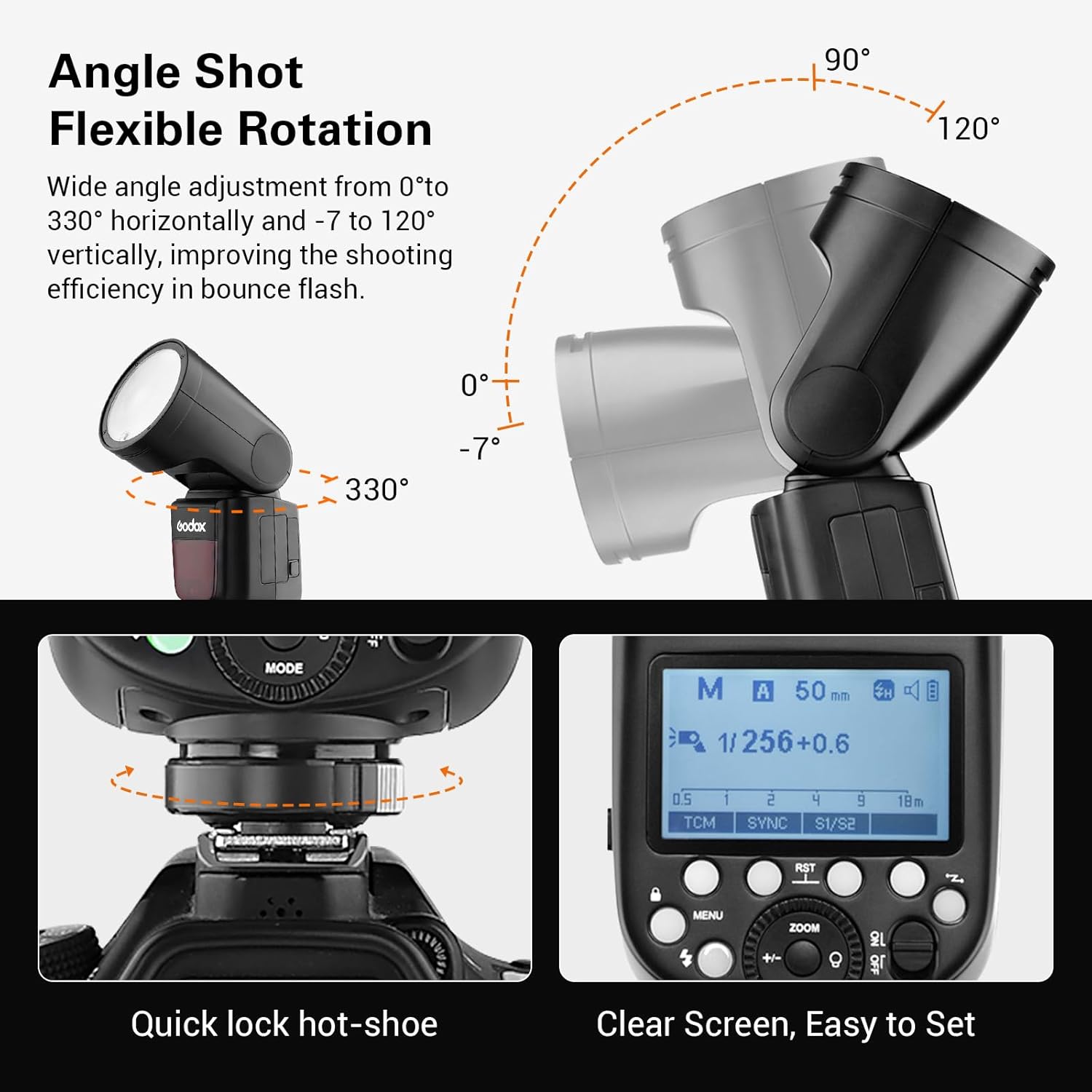 Godox V1 V1-C Flash for Canon, 2.4G TTL Round Head Camera Flash Speedlite HSS 1/8000s, 480 Full Power Flashes, Rechargable Li-ion Battery, 10 Levels LED Modeling Lamp, External Flash for Canon