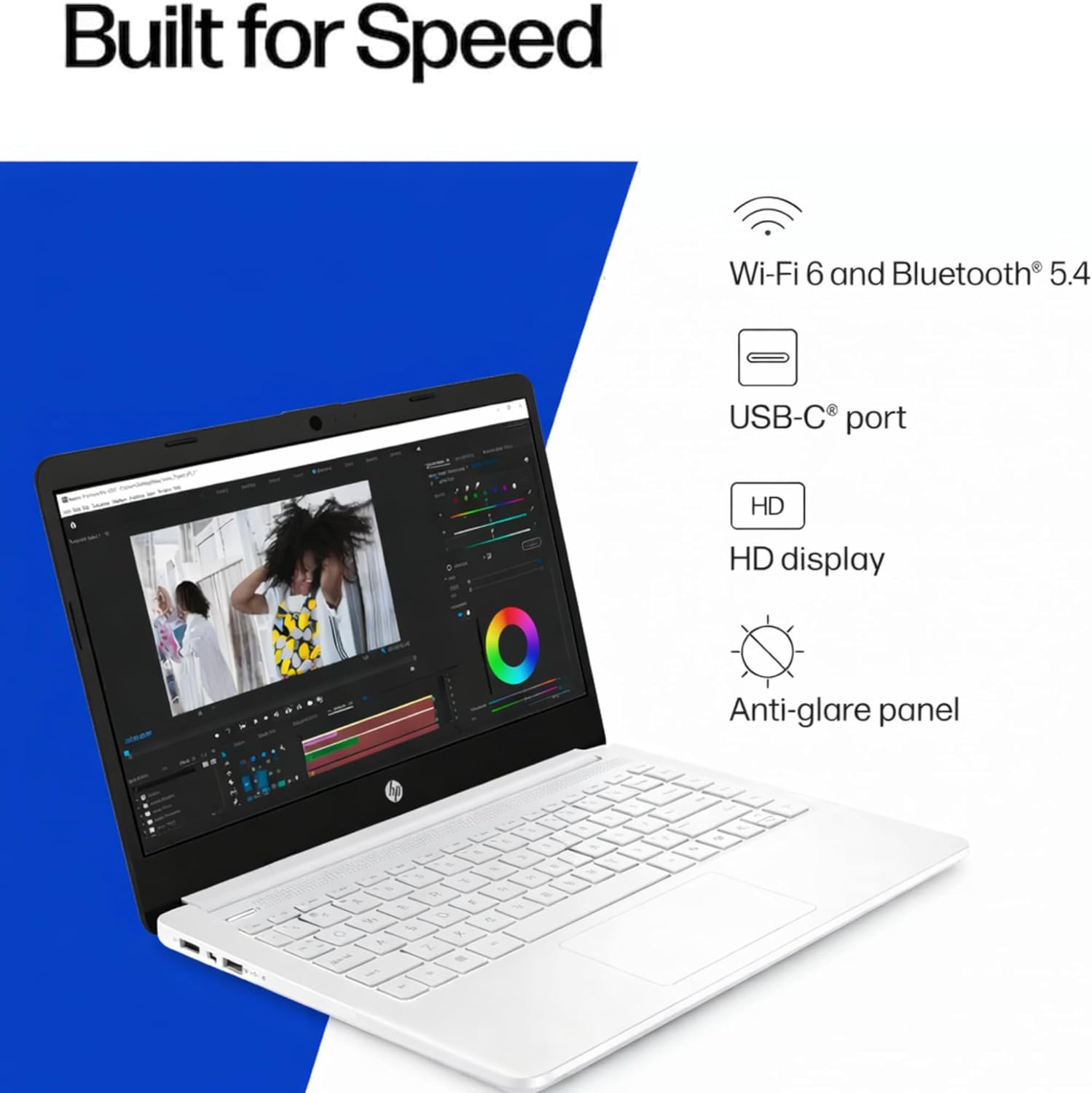 HP Home and Student Essential Laptop with Microsoft 365-8GB RAM - Intel Inside | Anti-Glare Display, 64GB SSD, Fast Charge and 12hrs Battery, high Performance, no Mouse