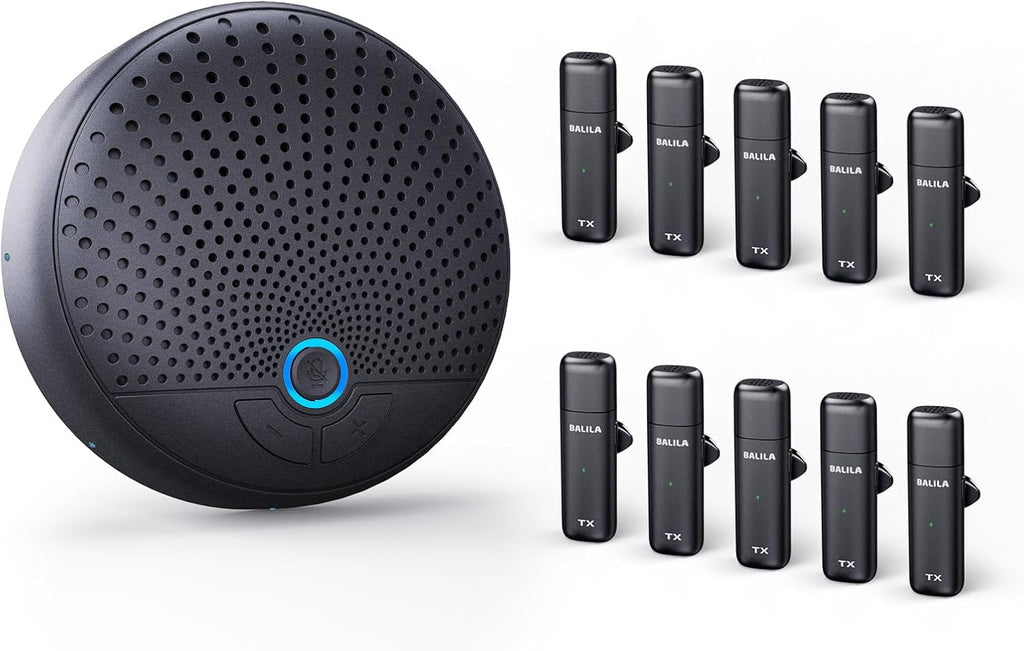 Conference Speaker and Microphone, 10 AI Mics 360° Voice Pick Up & Noise Reduction, USB Speakerphone for 10-15 People Conference Room, Compatible with Multi-Leading Platforms, Zoom, MS Team
