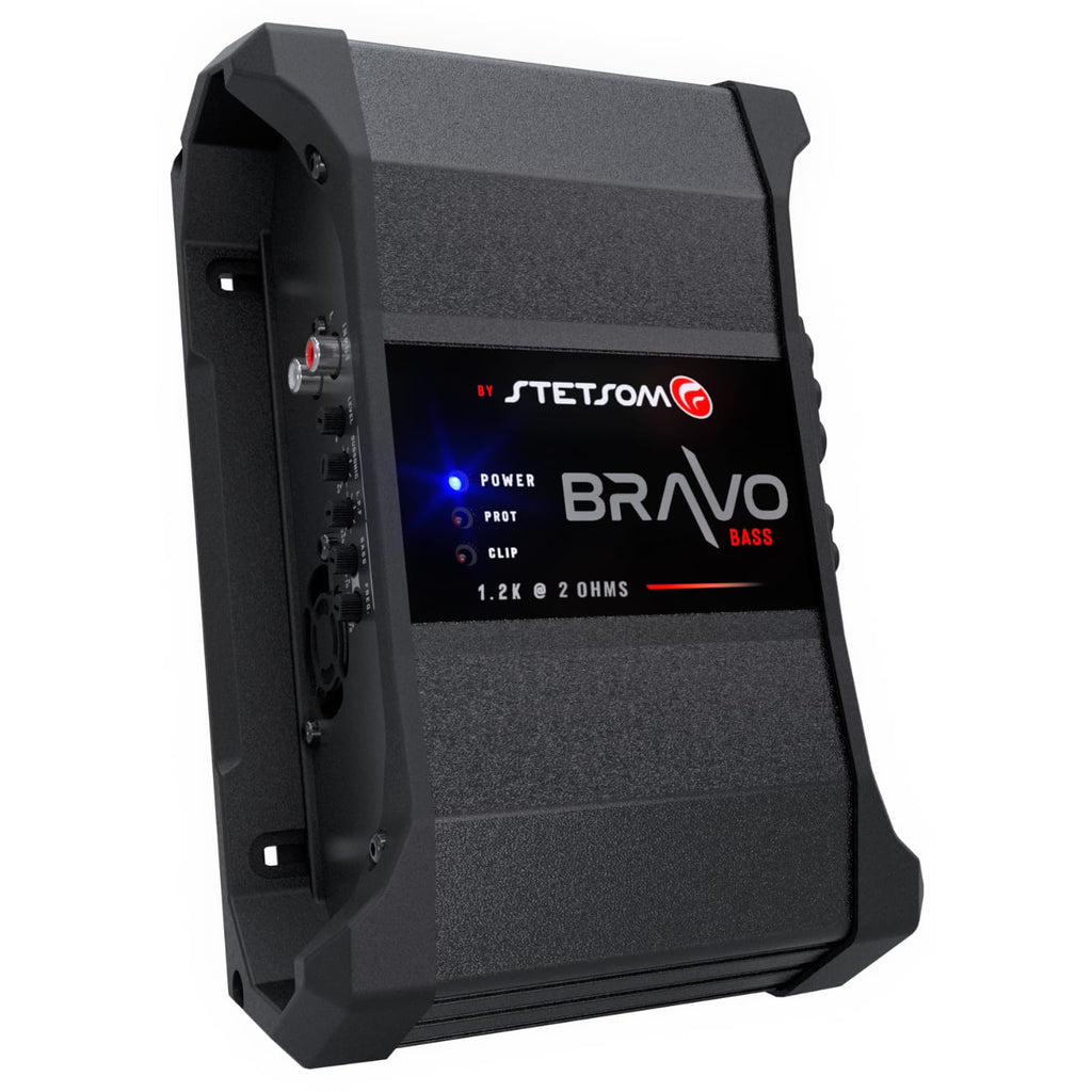 Stetsom Bravo BASS 1200 2 Ohm - Mono Car Amplifier, 1200.1 1.2K Watts RMS, 2Ω Stable Car Audio, Monoblock, HD Sound Quality, Crossover & Bass Boost, Car Stereo Speaker Subwoofer MD, Smart Coolers…