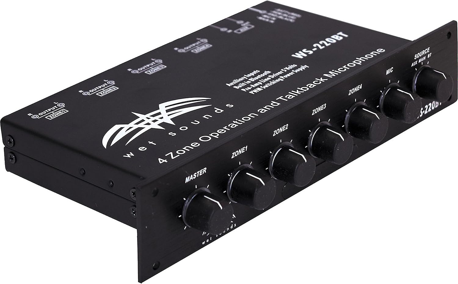 Wet Sounds WS-220 BT Marine 4-Zone Bluetooth Controller with PA
