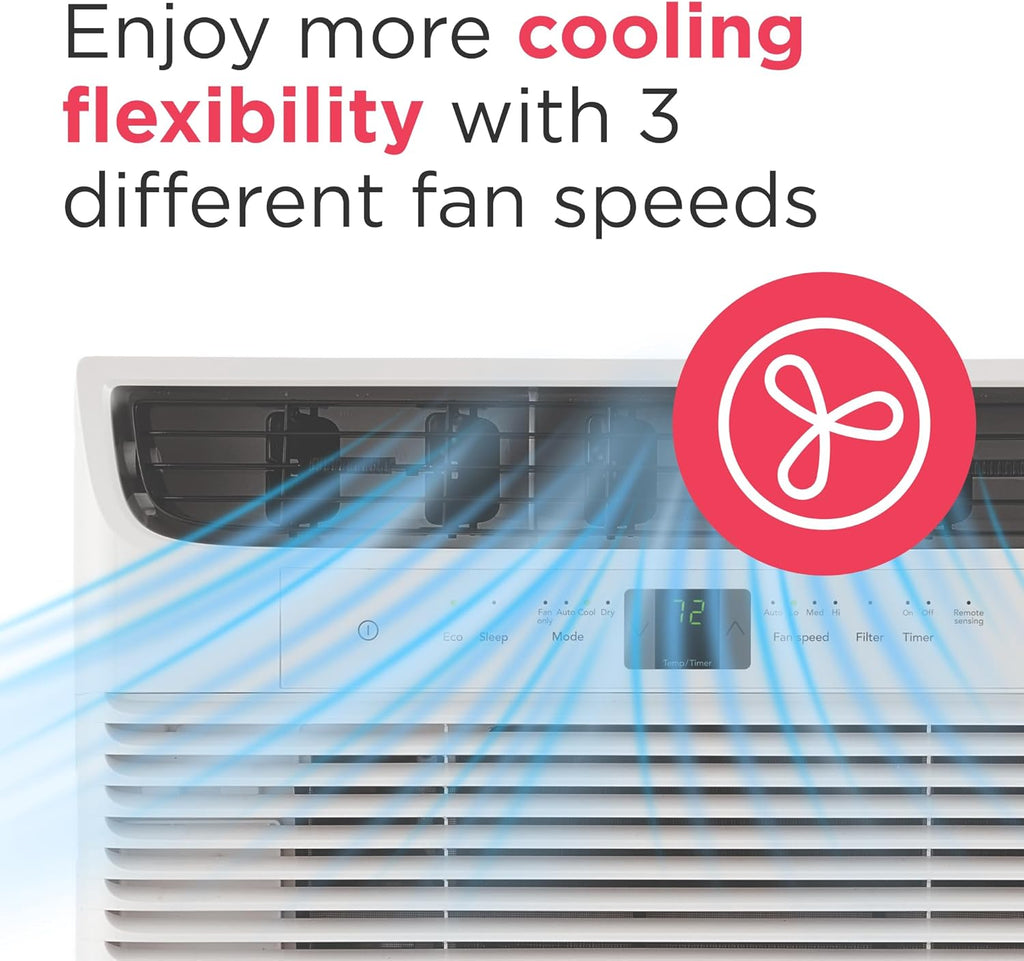 Frigidaire 6,000 BTU Window Air Conditioner with Remote Control, Cools Up to 250 Sq. Ft., Quiet Operation, Eco Mode, 3 Fan Speeds, Auto Restart, White