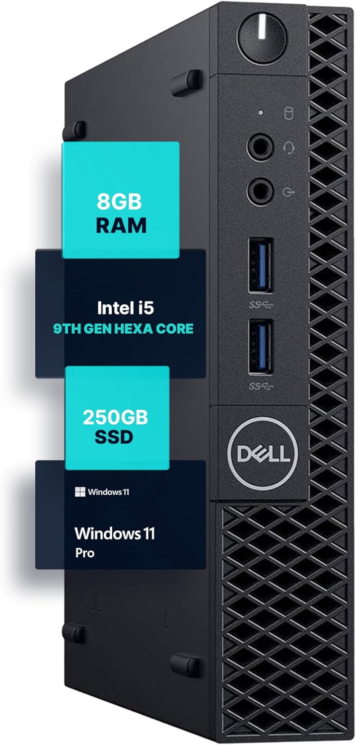 Dell Optiplex 3070 Micro PC | Windows 11 Pro | Intel i5-9500 | 8GB RAM + 250GB SSD | 5G WiFi + BT | Mini Desktop Computer (Renewed)