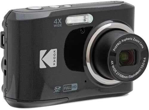 KODAK Pixpro FZ45 Digital Camera Bundle, Includes: SanDisk 64GB SDXC Memory Card, Spare Batteries and Card Reader (4 Items) (Black)
