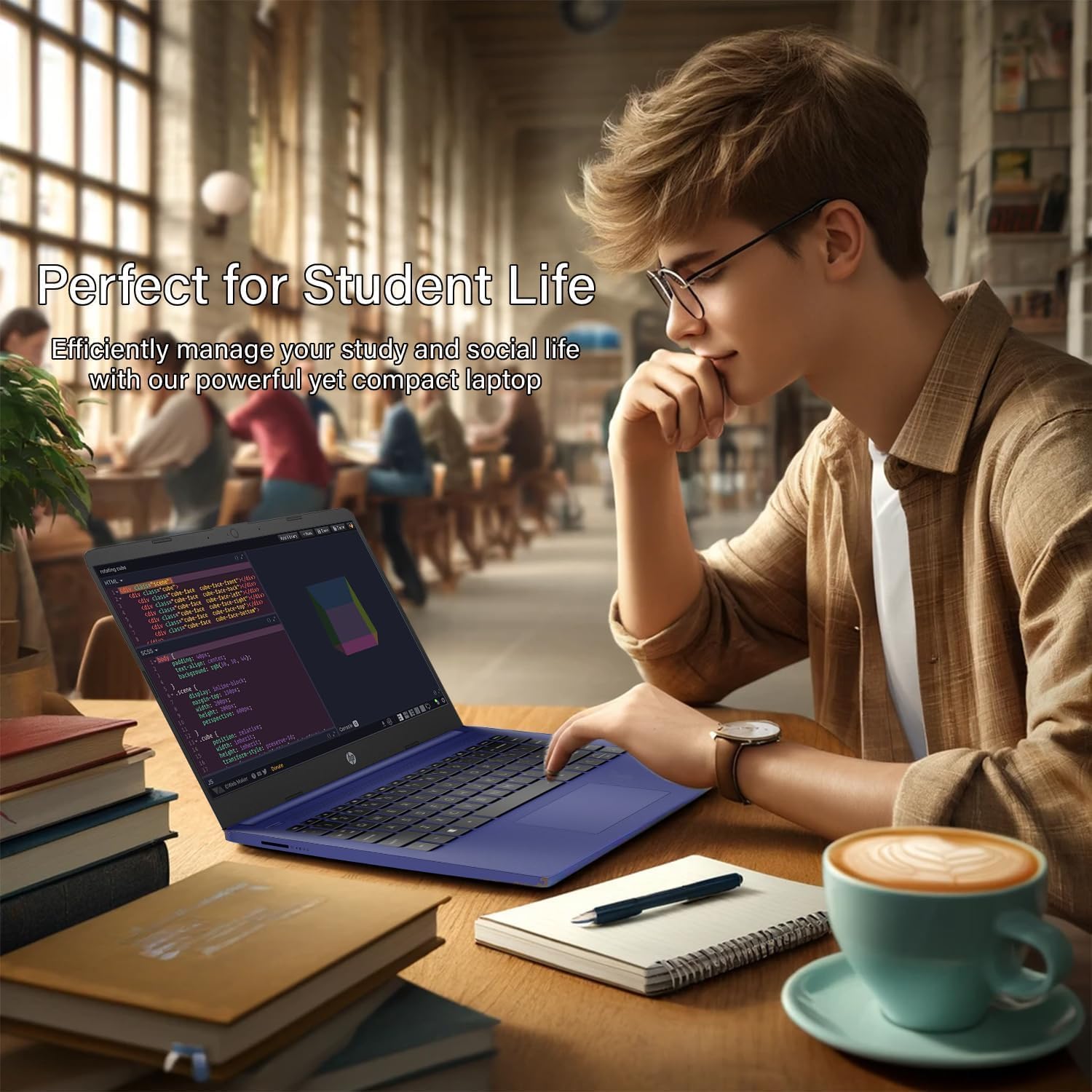 HP 14" HD Laptop | Back to School Limited Edition with 1 Year Microsoft 365 | Intel Quad-Core Processor | 8GB RAM | 576GB Storage | Long Battery Life | Indigo Blue | w/WOWPC Bundle | Windows 11