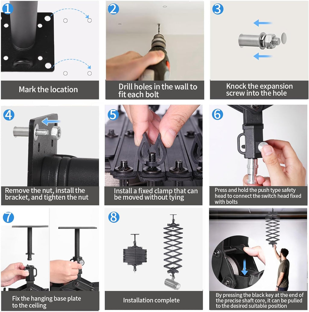 Photography Ceiling Rail System 2M Lifting Constant Force Hinge kit with Safety Rope Accessories for Live Broadcast Studio Photography Flash Specialized Equipment